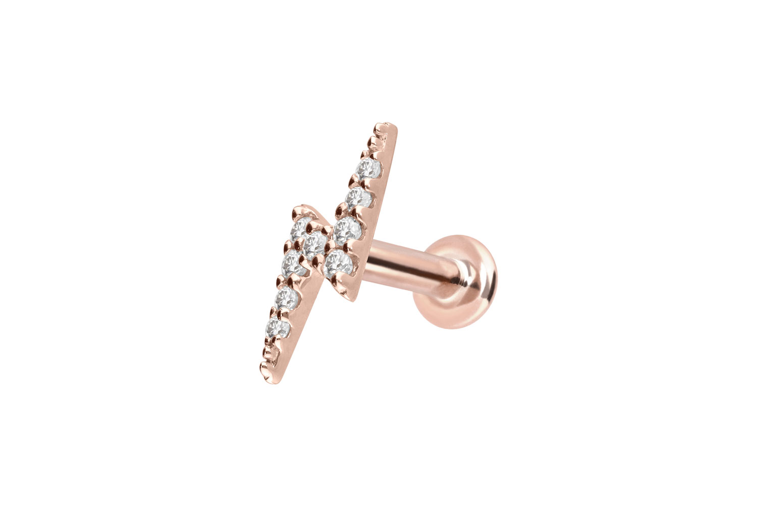 14 Karat Gold Labret Piercing mit Innengewinde MOISSANIT-BLITZ